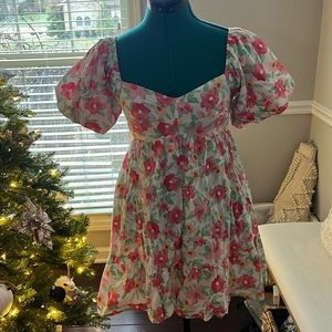 Puff Sleeve Floral Dress